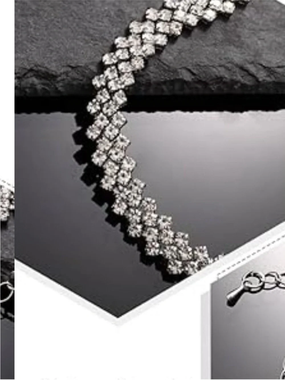 Rhinestone Choker Necklace Silver Diamond Row Cuban Prom‎ Wedding Party new